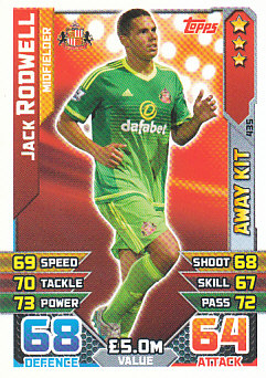 Jack Rodwell Sunderland 2015/16 Topps Match Attax Away Kit #435